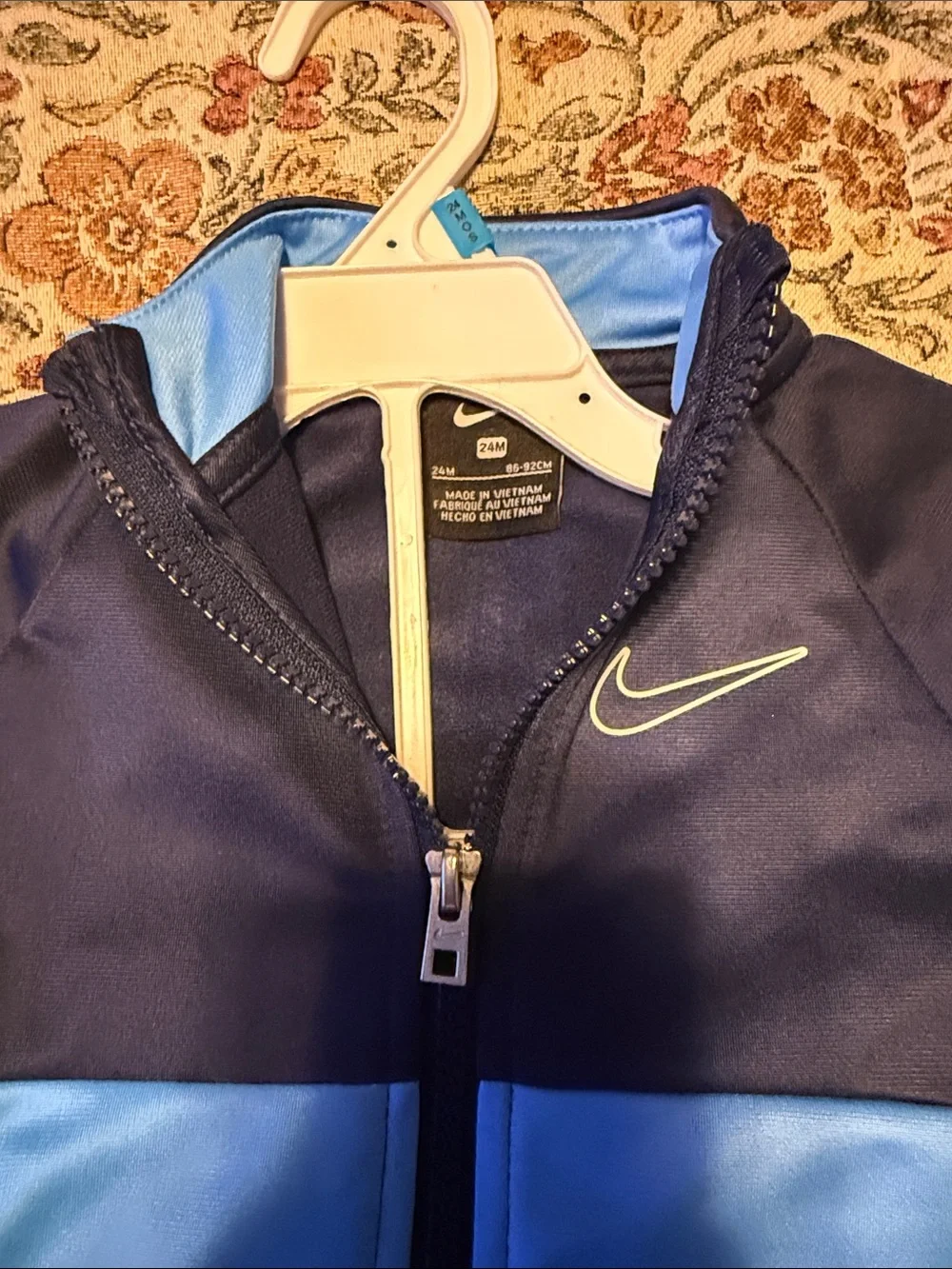 Nike Kids Navy and Light Blue Colorblock Zip Jacket - Picture 3 of 4